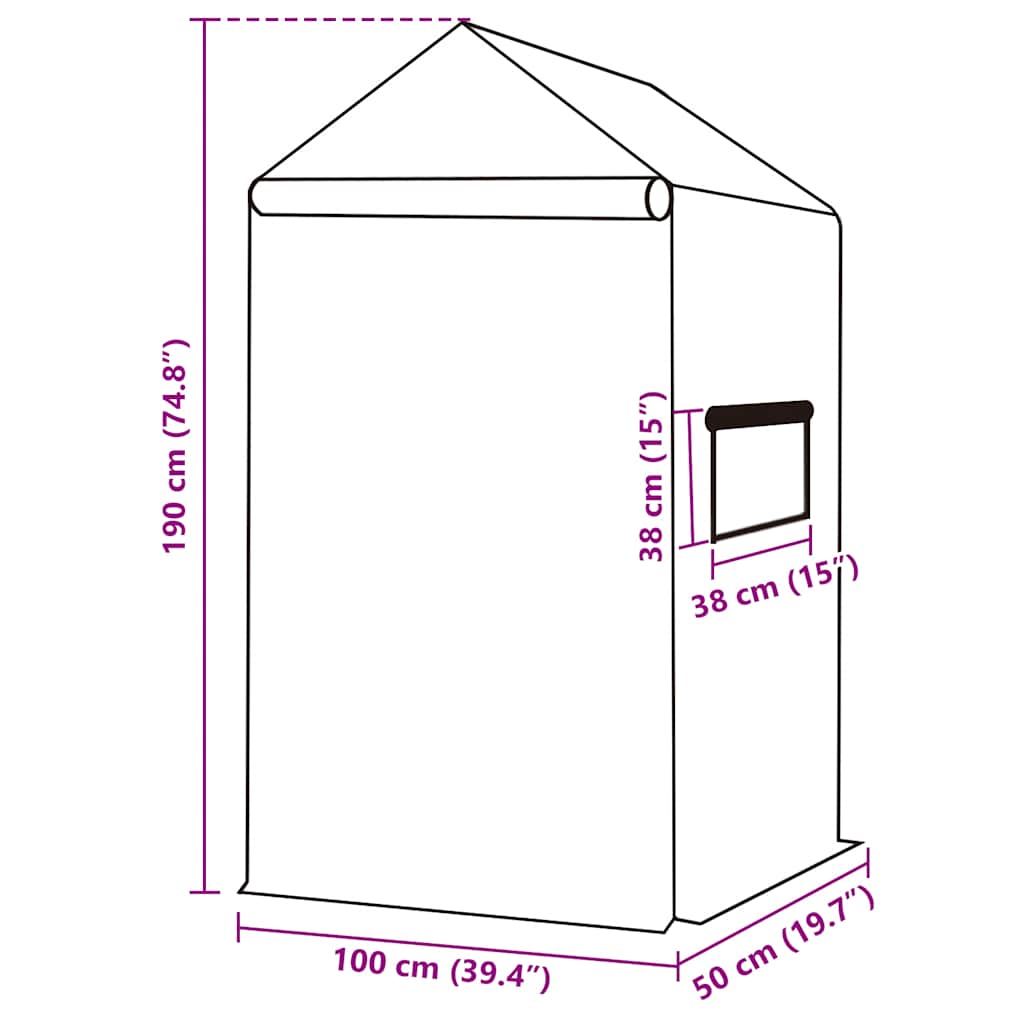 Greenhouse Replacement Cover (0.5 m²) 50x100x190 cm Green
