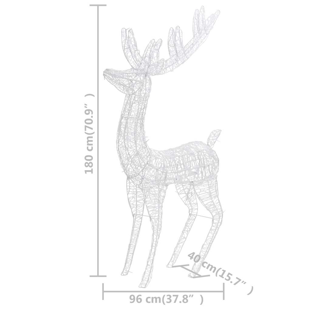 329785 vidaXL XXL Acrylic Christmas Reindeer 250 LED 180 cm Warm White