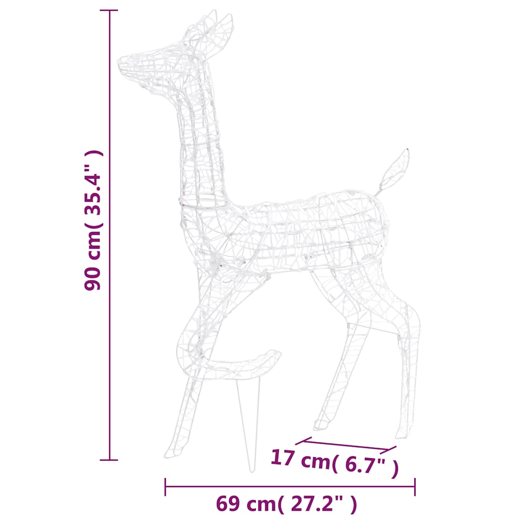 329792 vidaXL Acrylic Reindeer Family Christmas Decoration 160 LED Colourful