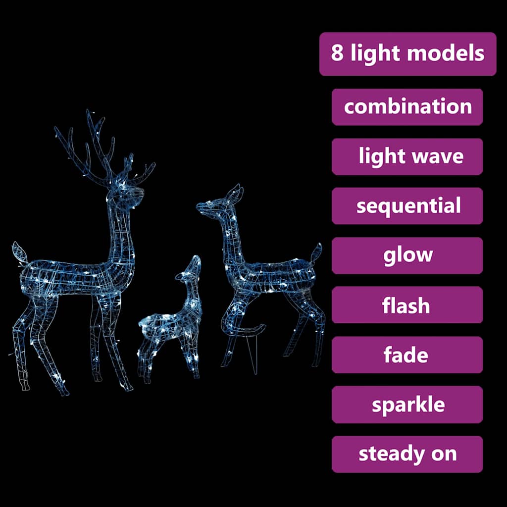 329794 vidaXL Acrylic Reindeer Family Christmas Decoration 300 LED Cold White