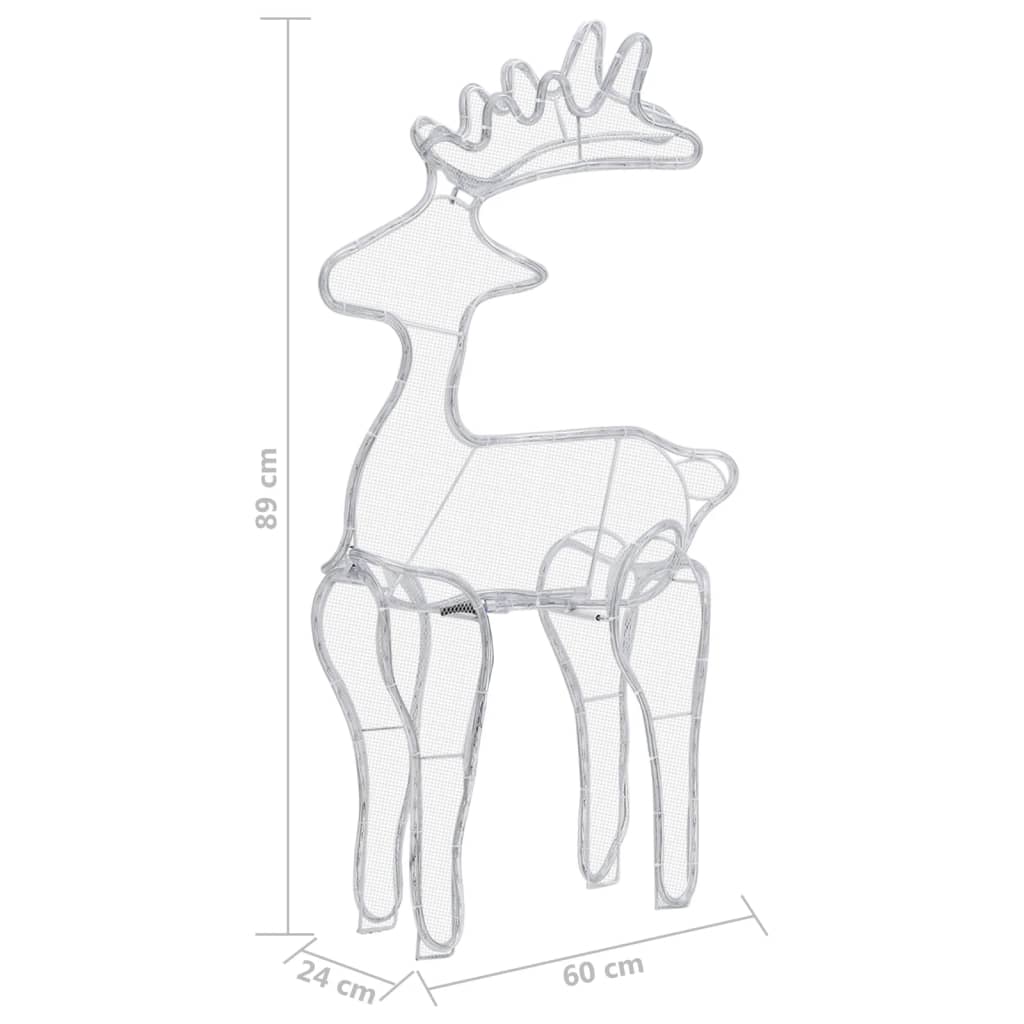 329823 vidaXL Reindeer Christmas Decoration with Mesh 306 LEDs 60x24x89cm