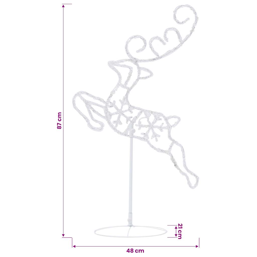328510 vidaXL Acrylic Christmas Flying Reindeer&Sleigh 260x21x87cm Cold White