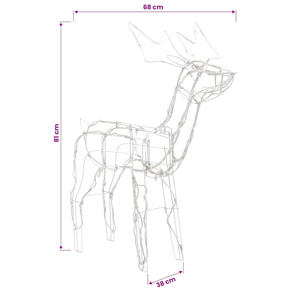 328540 vidaXL 3 Piece Christmas Light Display Reindeers 229 LEDs