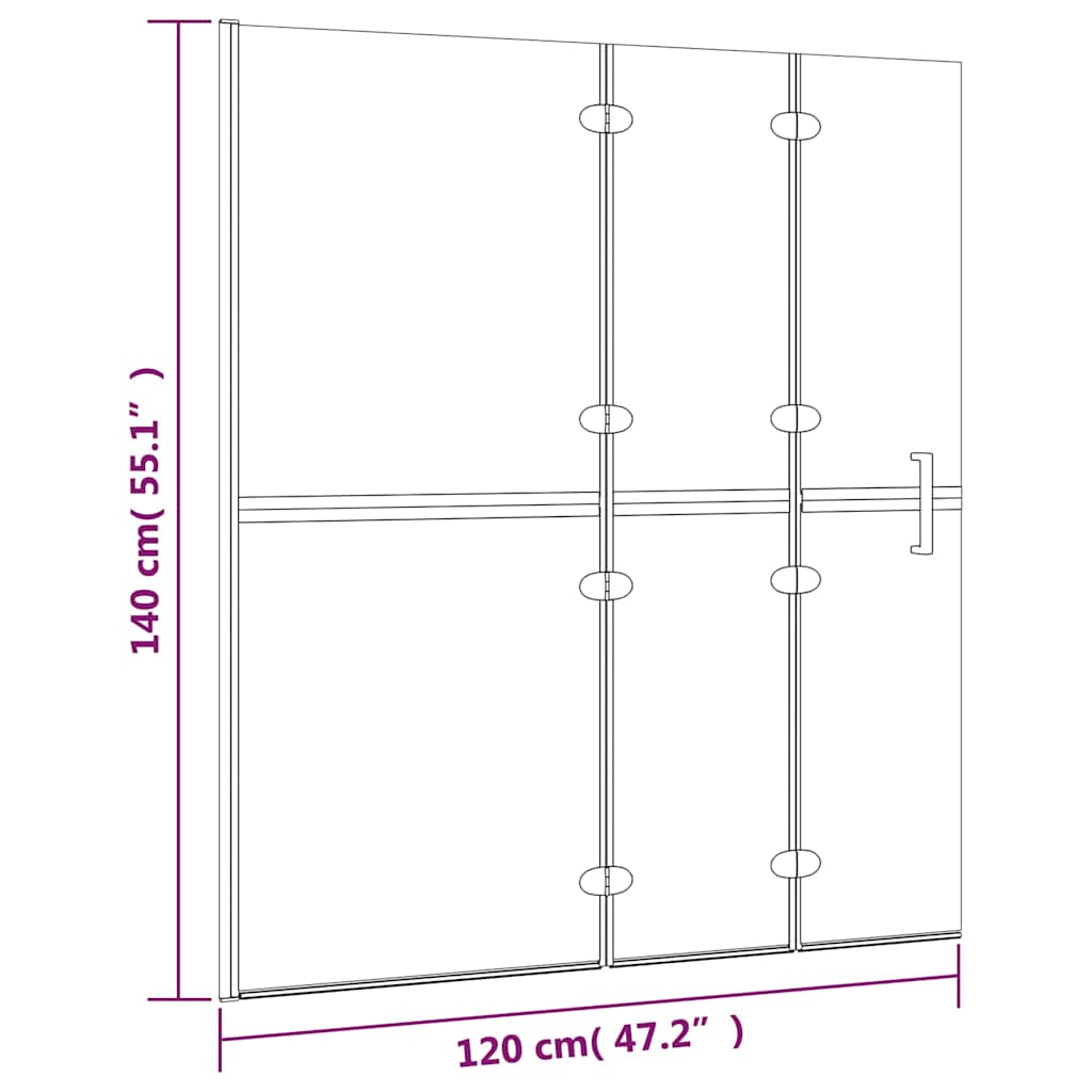 150739 vidaXL Folding Shower Enclosure ESG 120x140 cm White