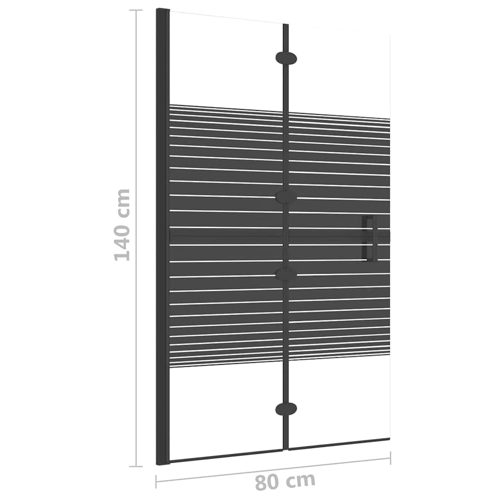 150740 vidaXL Folding Shower Enclosure ESG 80x140 cm Black