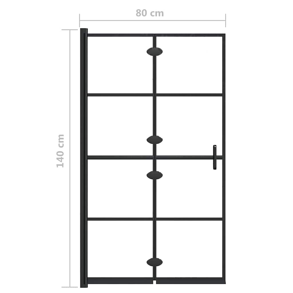150743 vidaXL Folding Shower Enclosure ESG 80x140 cm Black