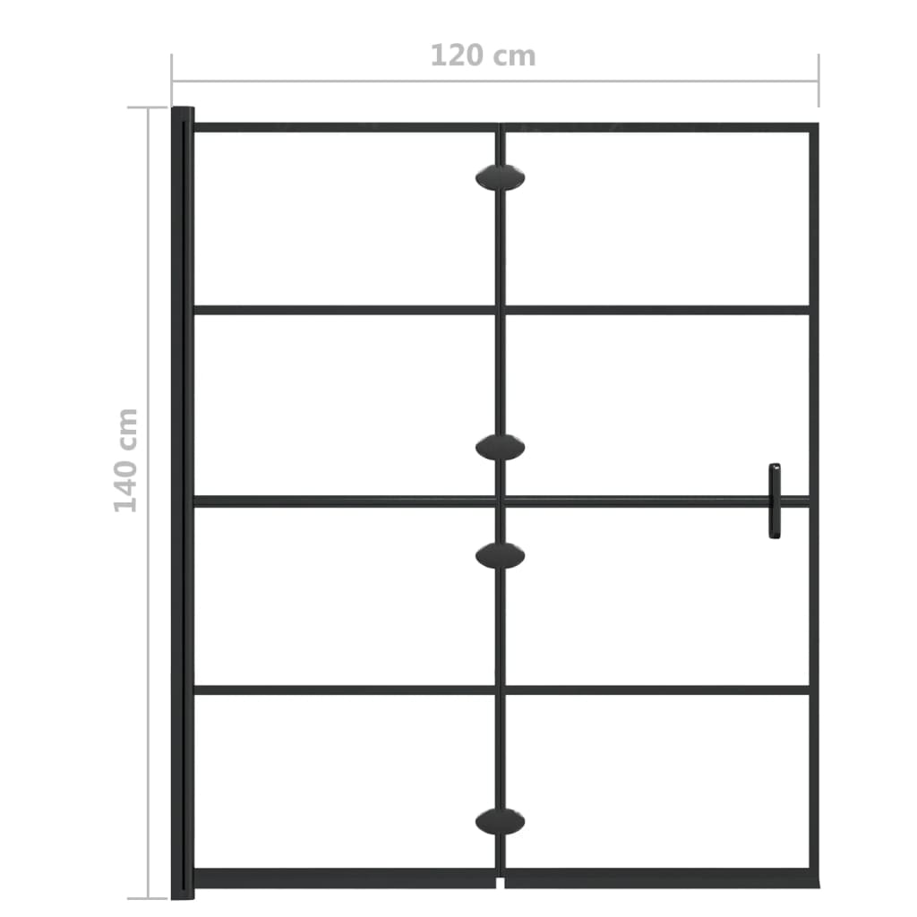 150745 vidaXL Folding Shower Enclosure ESG 120x140 cm Black