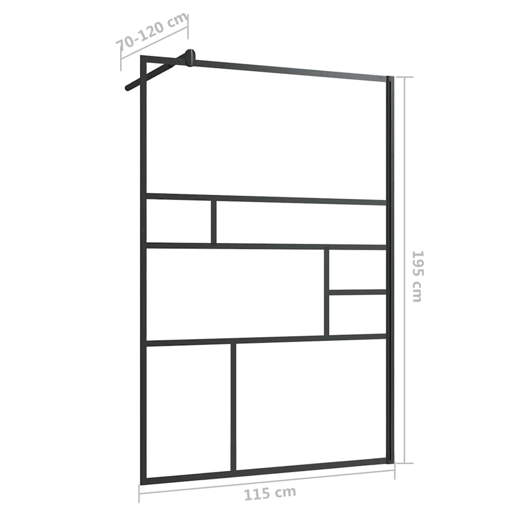 150755 vidaXL Walk-in Shower Wall with Clear ESG Glass 115x195 cm Black