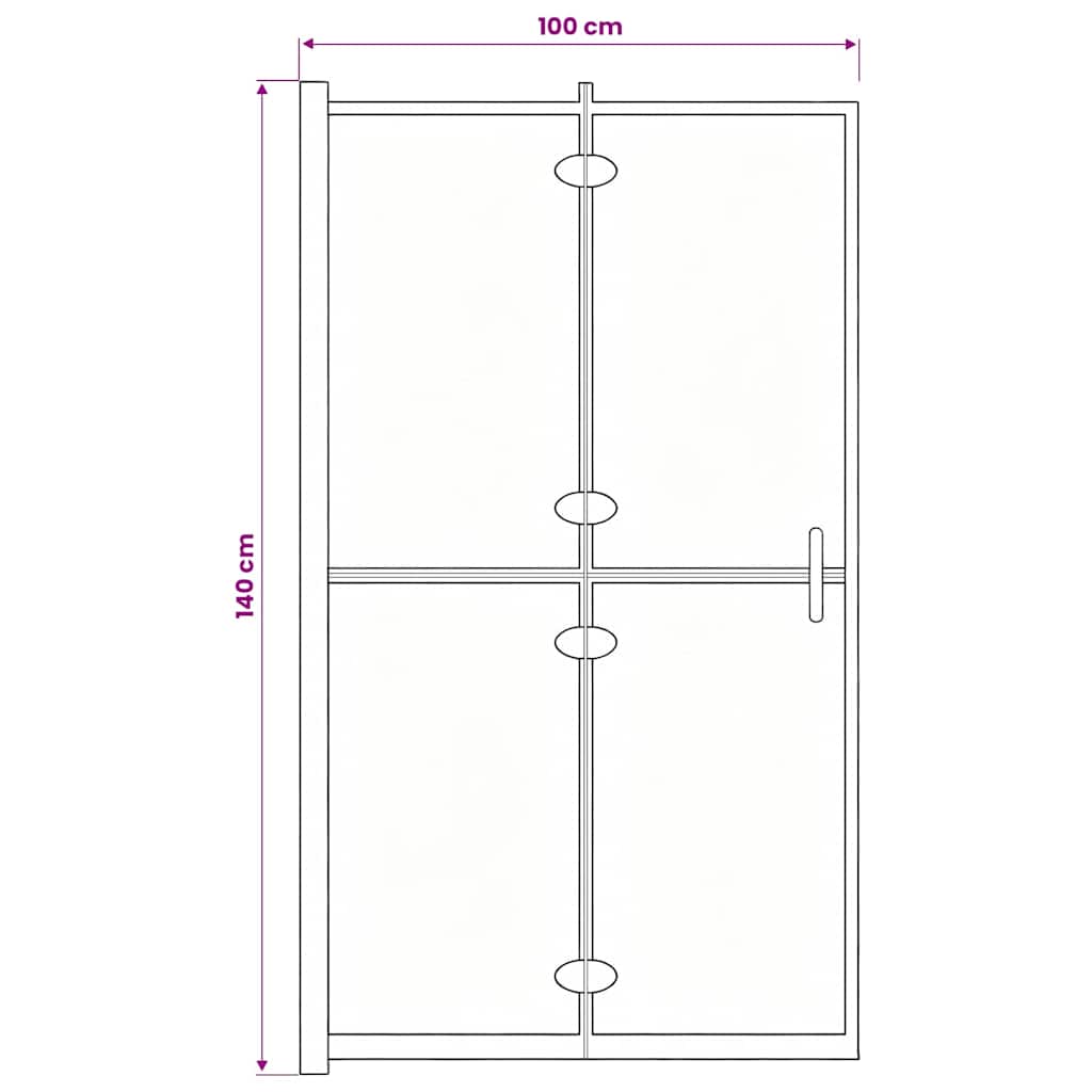 150819 vidaXL Folding Shower Enclosure ESG 100x140 cm Black