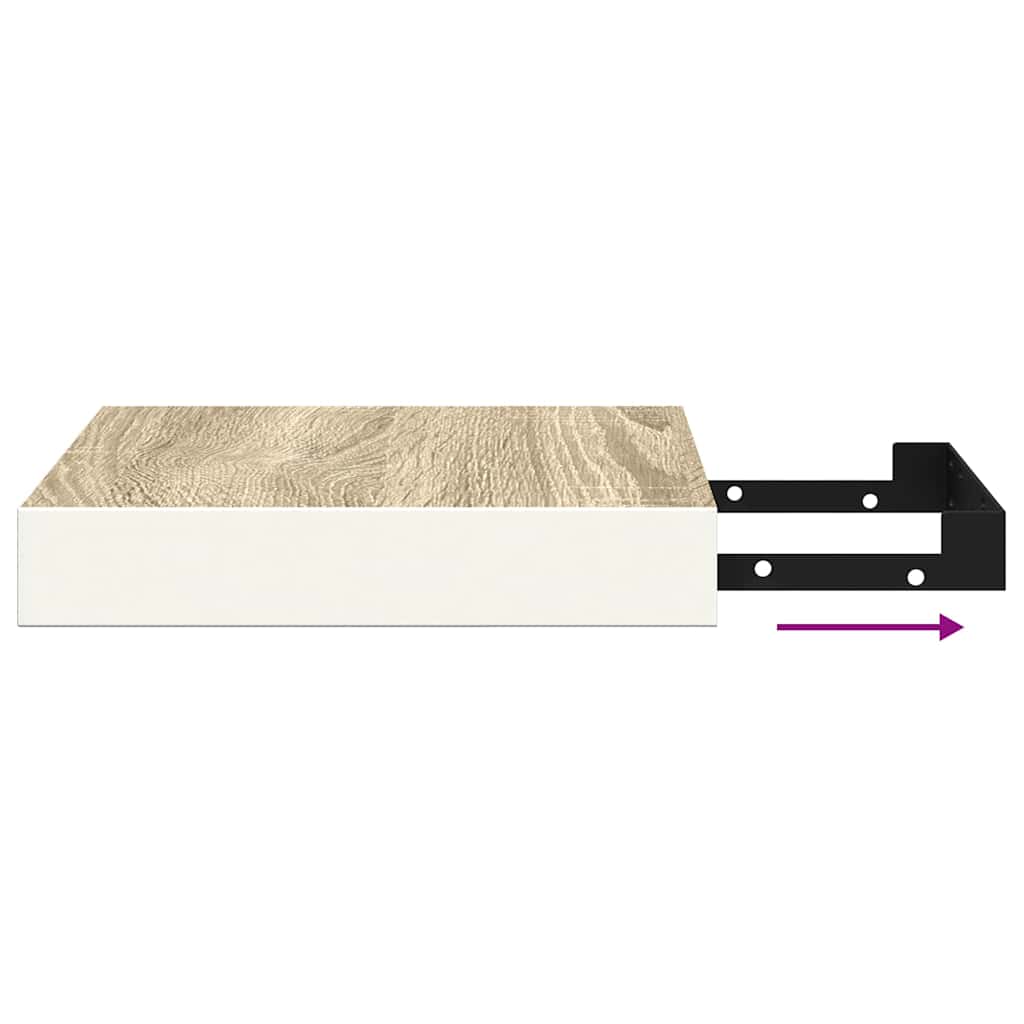 326568 vidaXL Floating Wall Shelves 2 pcs Oak and White 23x23,5x3,8 cm MDF