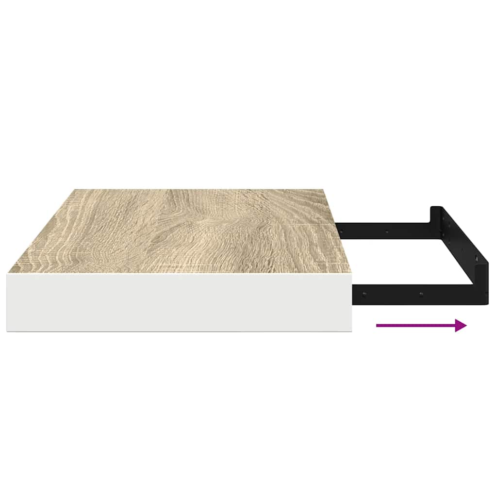 Floating Wall Shelves 4 pcs Oak and White 40x23.5x3.8 cm MDF