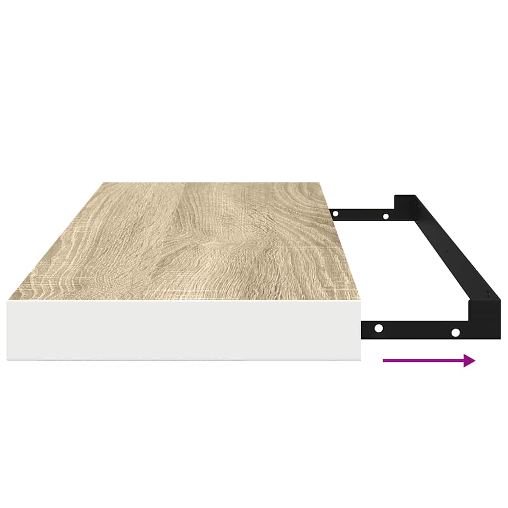 326578 vidaXL Floating Wall Shelves 4 pcs Oak and White 60x23,5x3,8 cm MDF