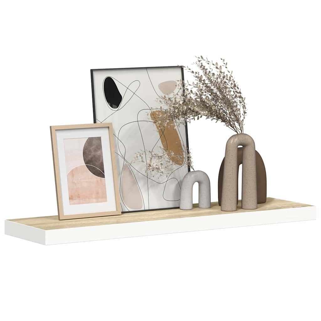 326579 vidaXL Floating Wall Shelf Oak and White 80x23,5x3,8 cm MDF