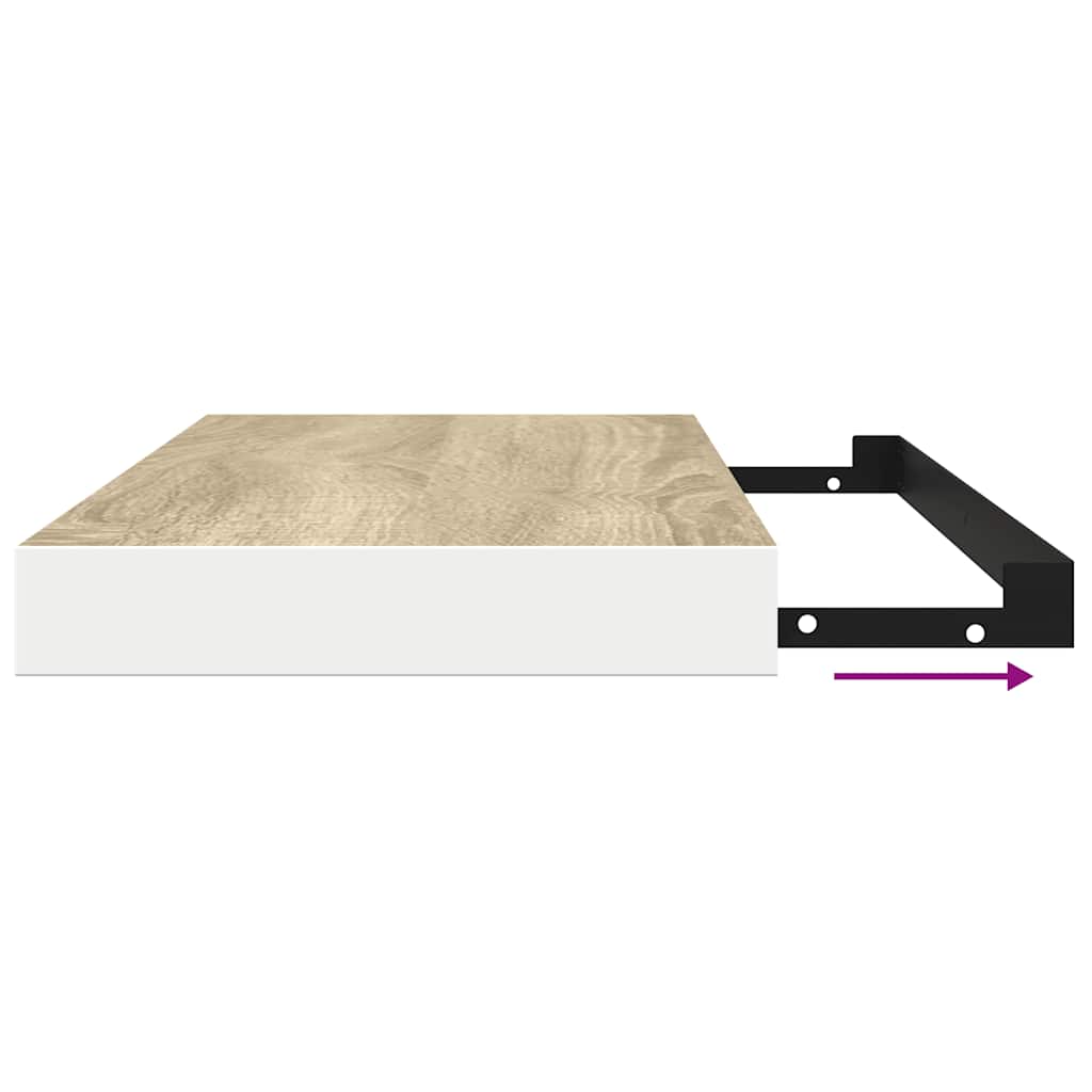 326584 vidaXL Floating Wall Shelves 4 pcs Oak and White 90x23,5x3,8 cm MDF