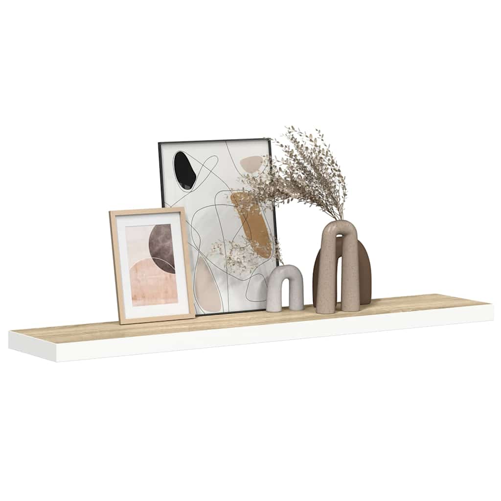 326585 vidaXL Floating Wall Shelf Oak and White 120x23,5x3,8 cm MDF