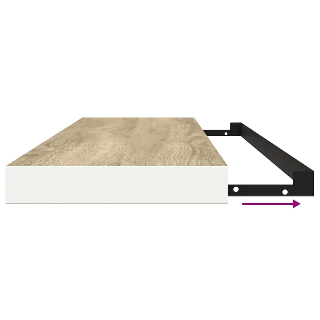 326586 vidaXL Floating Wall Shelves 2 pcs Oak and White 120x23,5x3,8 cm MDF