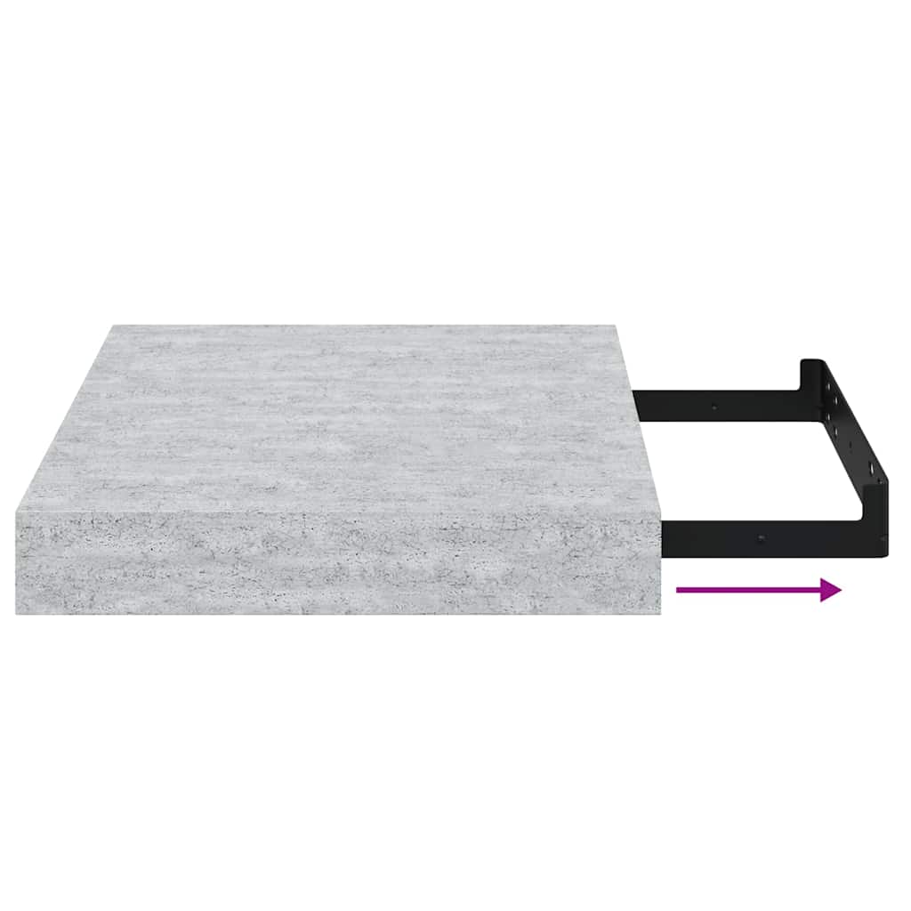 326590 vidaXL Floating Wall Shelves 4 pcs Concrete Grey 23x23,5x3,8 cm MDF