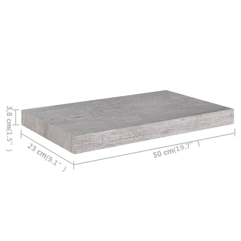 Floating Wall Shelf Concrete Grey 50x23.5x3.8 cm MDF