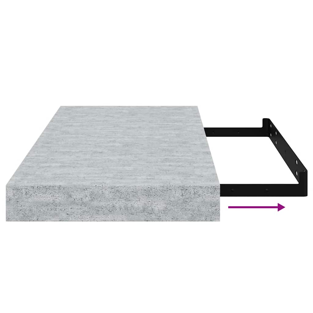 Floating Wall Shelves 2 pcs Concrete Grey 50x23x3.8 cm MDF
