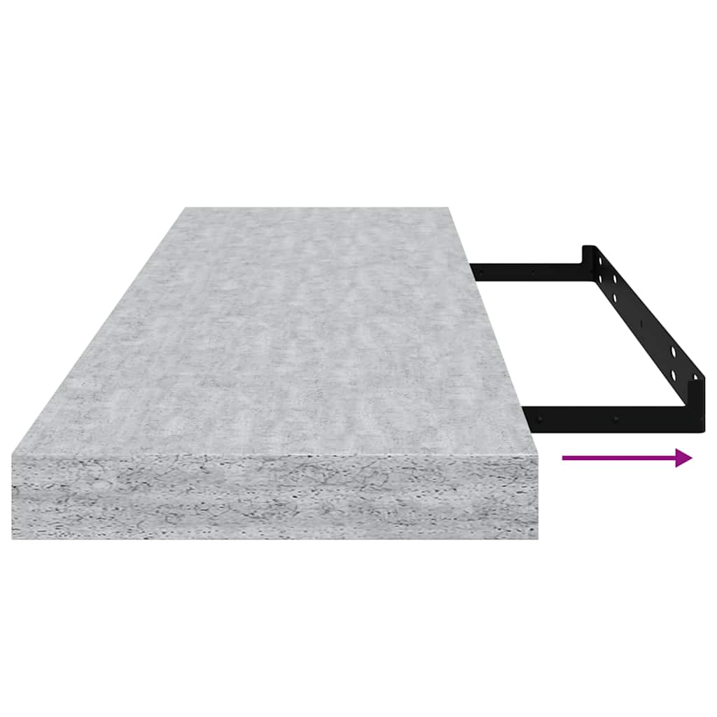 326602 vidaXL Floating Wall Shelves 4 pcs Concrete Grey 80x23,5x3,8 cm MDF