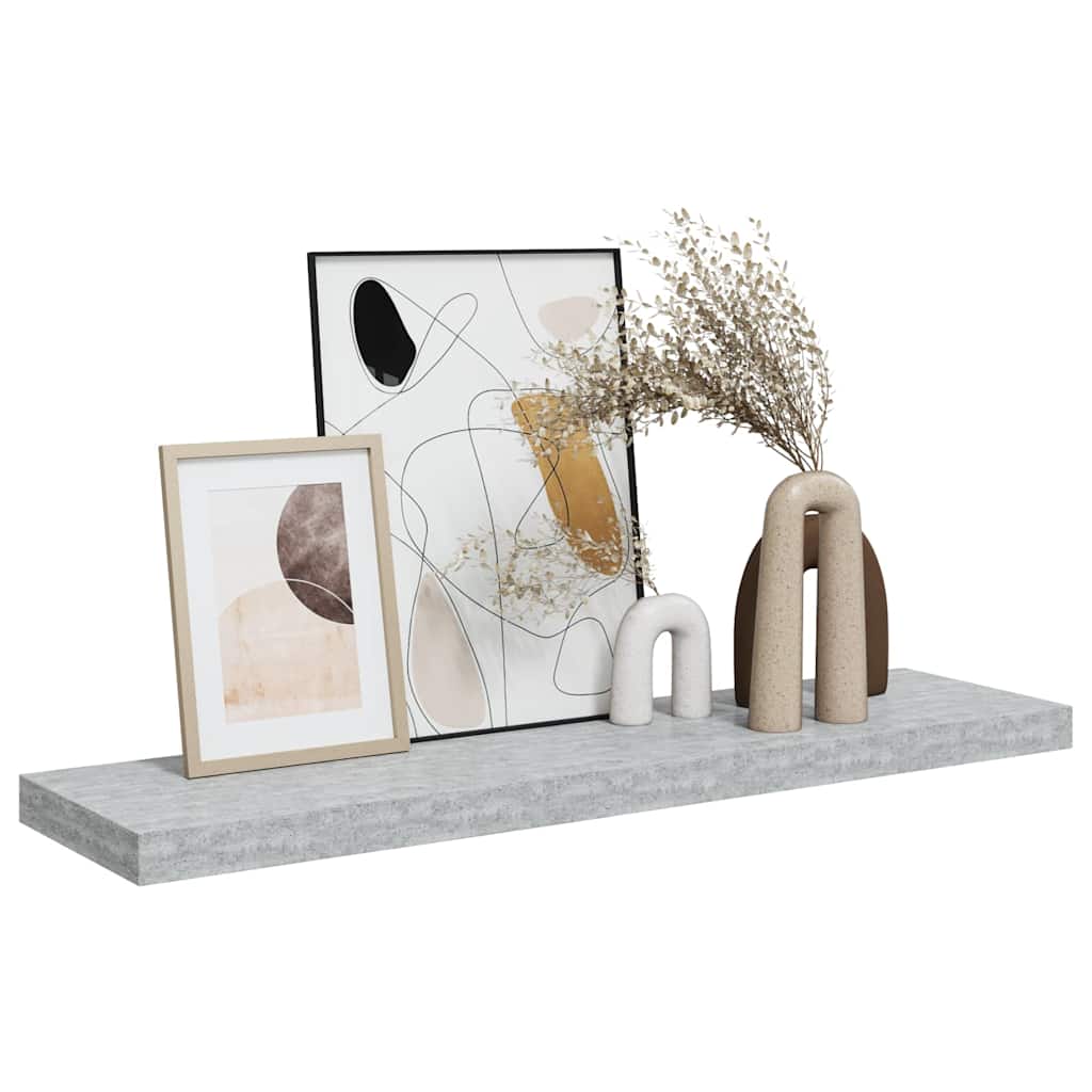 326603 vidaXL Floating Wall Shelf Concrete Grey 90x23,5x3,8 cm MDF