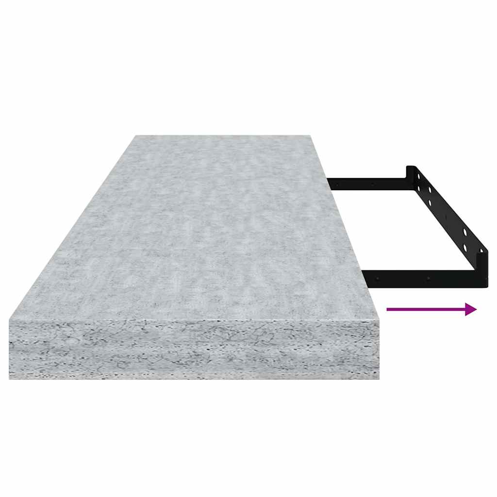 326604 vidaXL Floating Wall Shelves 2 pcs Concrete Grey 90x23,5x3,8 cm MDF