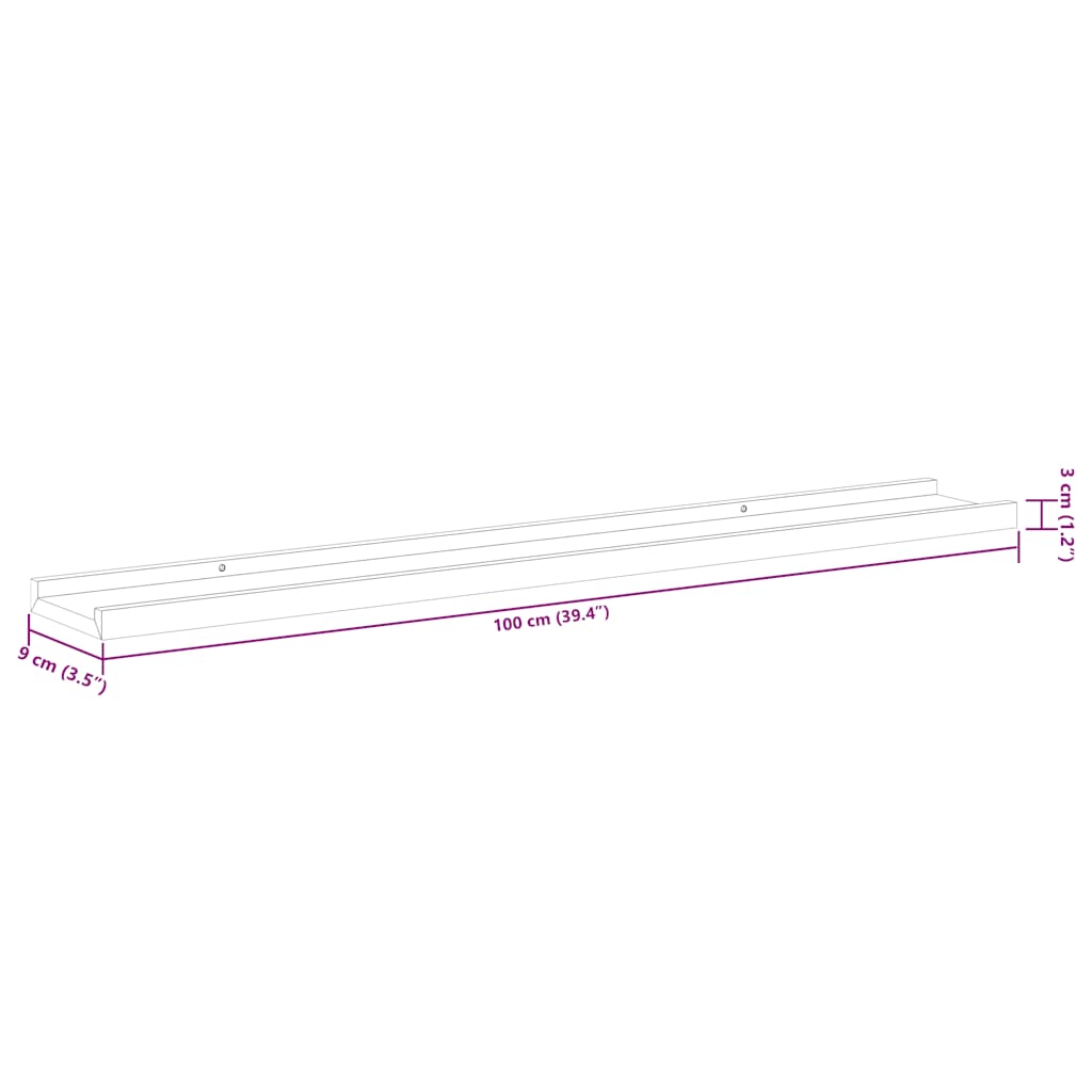 326651 vidaXL Wall Shelves 2 pcs High Gloss White 100x9x3 cm