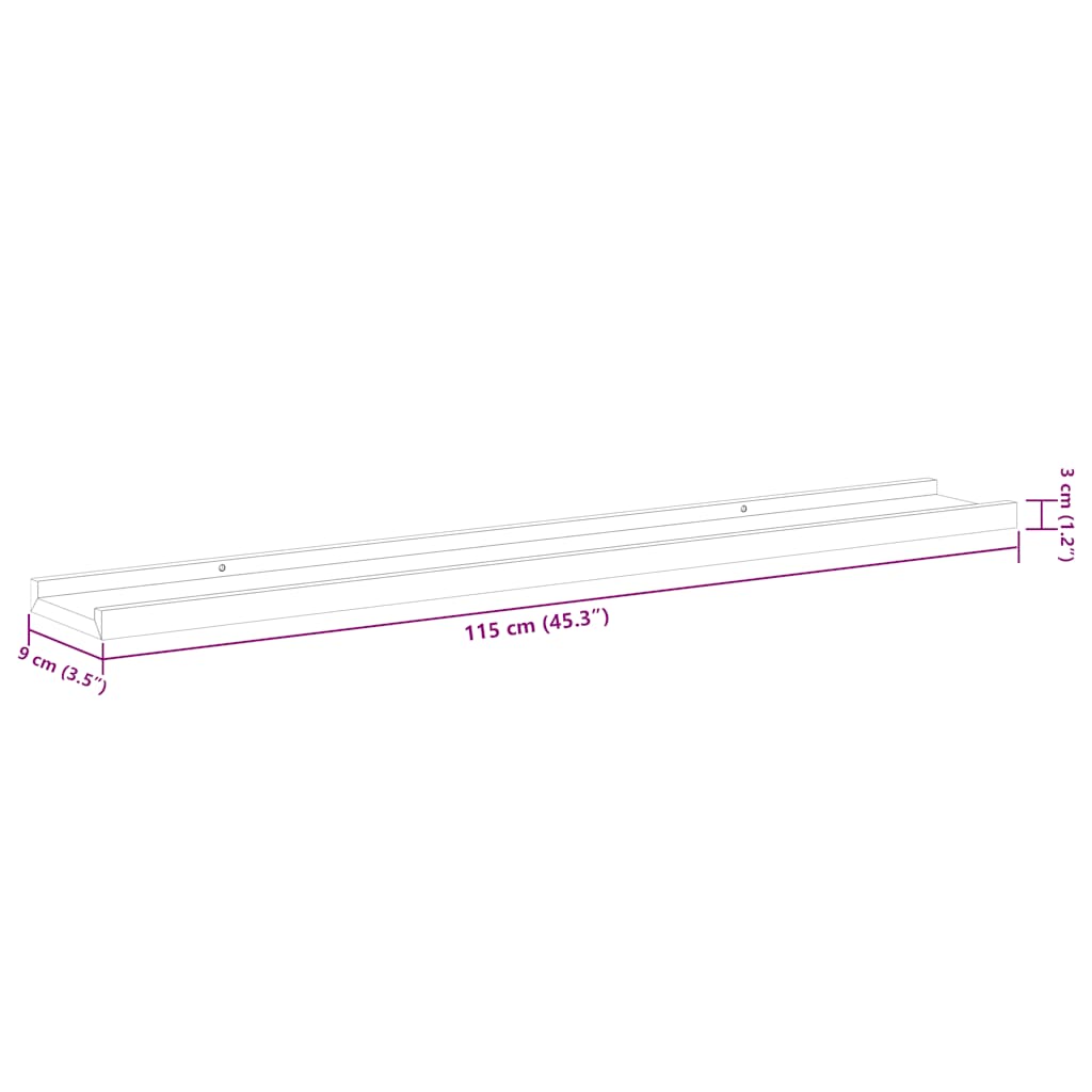 326693 vidaXL Wall Shelves 2 pcs White and Sonoma Oak 115x9x3 cm