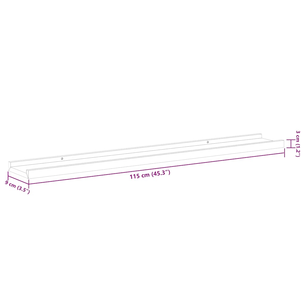 326698 vidaXL Wall Shelves 4 pcs White and Sonoma Oak 115x9x3 cm