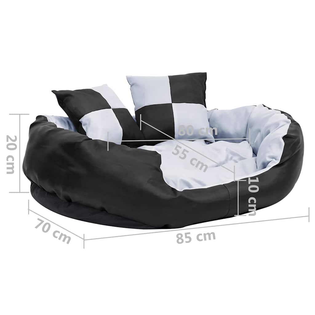 171208 vidaXL Reversible & Washable Dog Cushion Grey and Black 85x70x20 cm