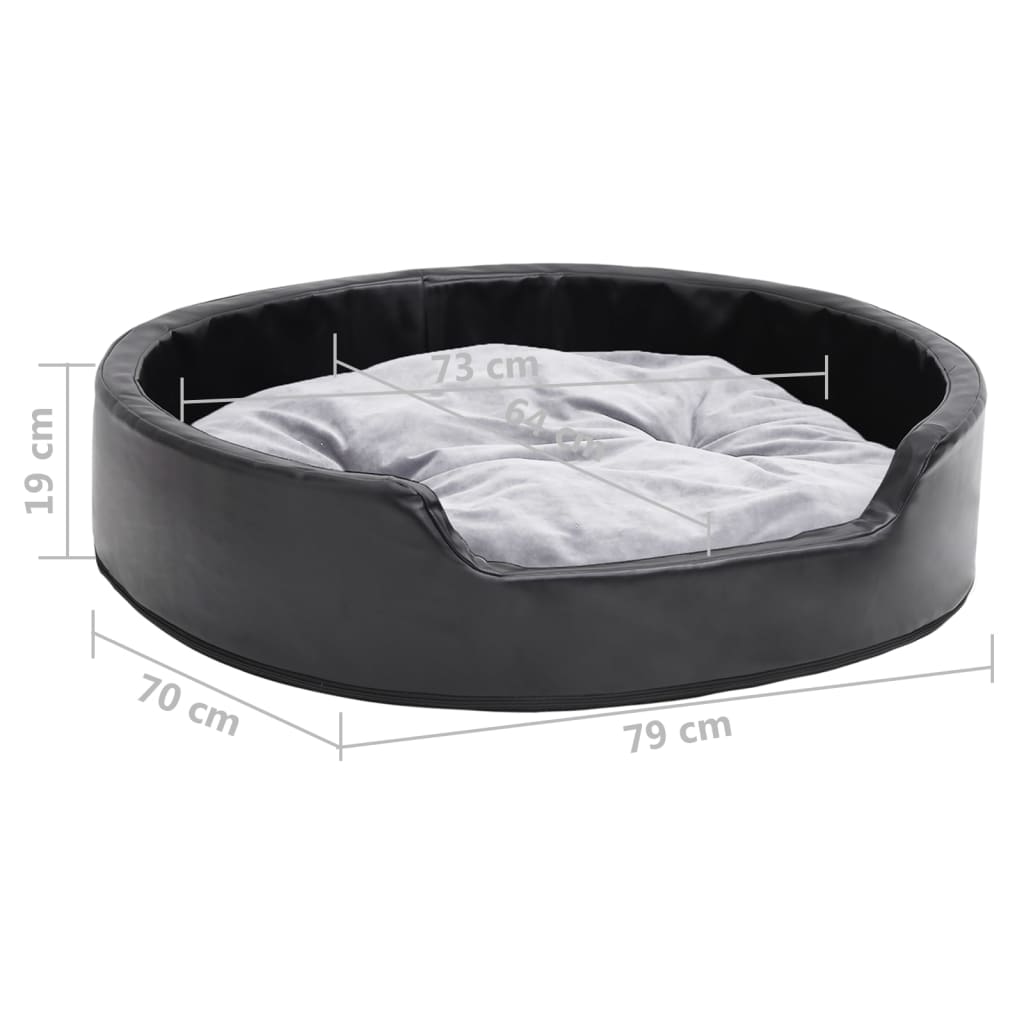 171254 vidaXL Dog Bed Black and Grey 79x70x19 cm Plush and Faux Leather
