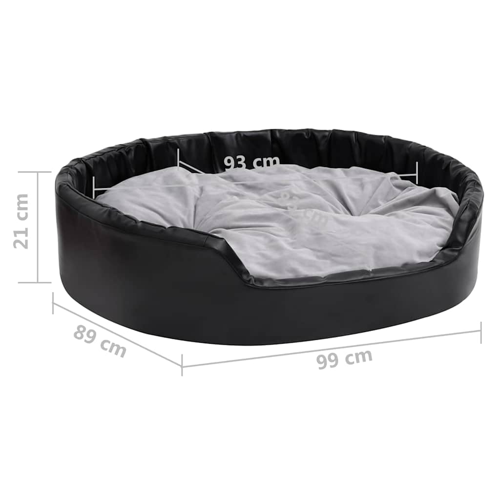 171256 vidaXL Dog Bed Black and Grey 99x89x21 cm Plush and Faux Leather