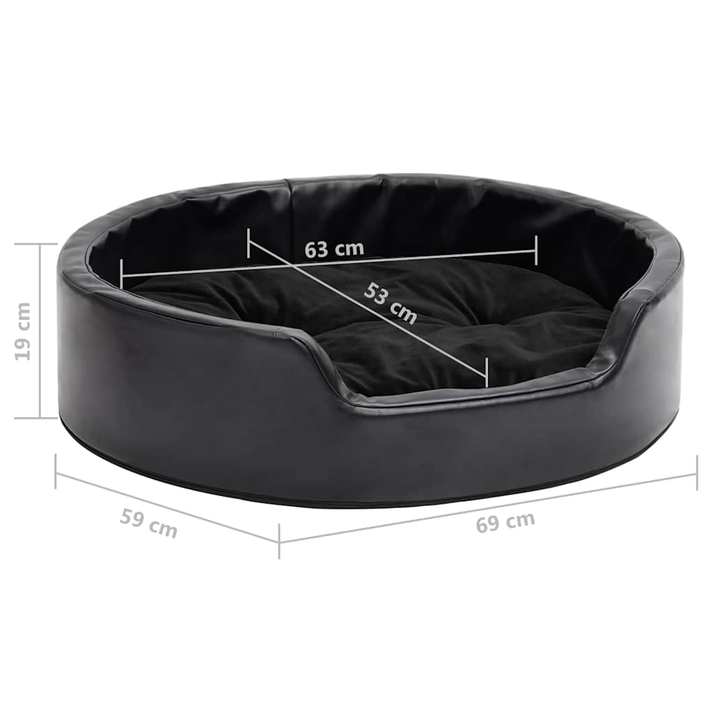 171261 vidaXL Dog Bed Black 69x59x19 cm Plush and Faux Leather