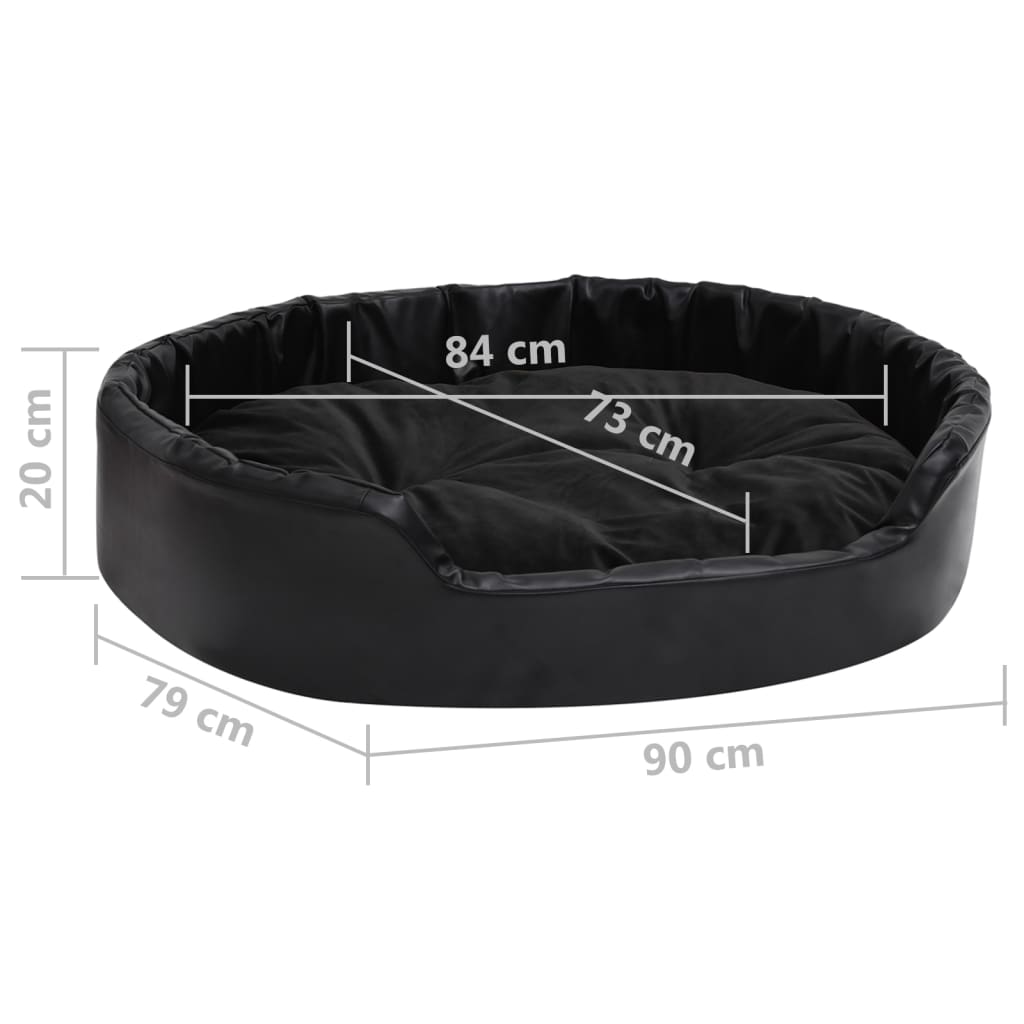 171263 vidaXL Dog Bed Black 90x79x20 cm Plush and Faux Leather