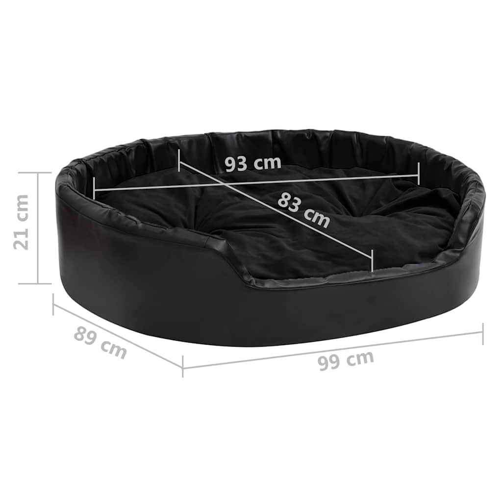 171264 vidaXL Dog Bed Black 99x89x21 cm Plush and Faux Leather