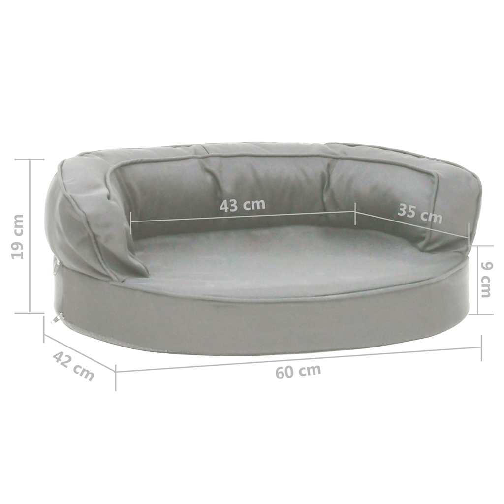 171295 vidaXL Ergonomic Dog Bed Mattress 60x42 cm Linen Look Grey