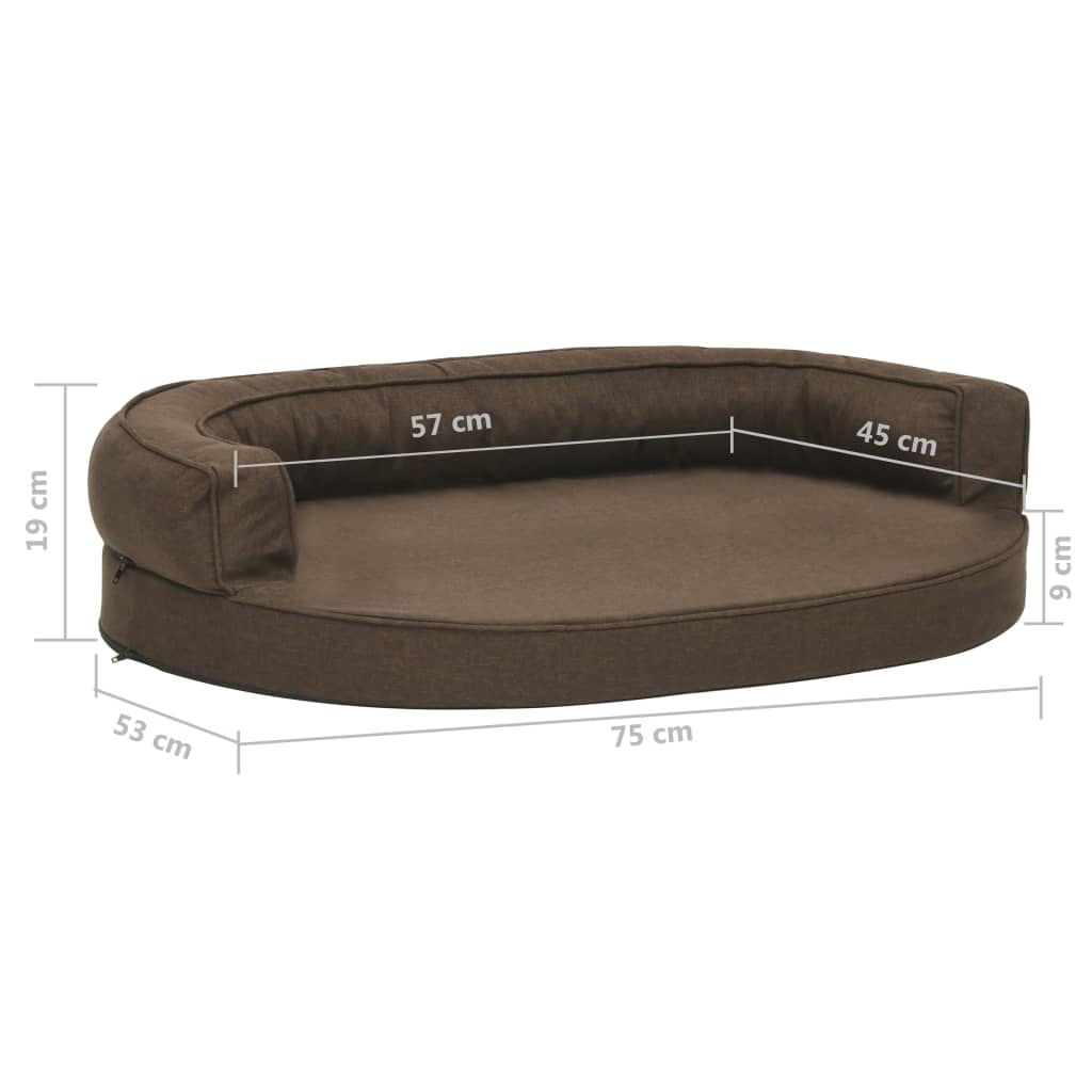vidaXL Ergonomic Dog Bed Mattress 75x53 cm Linen Look Brown