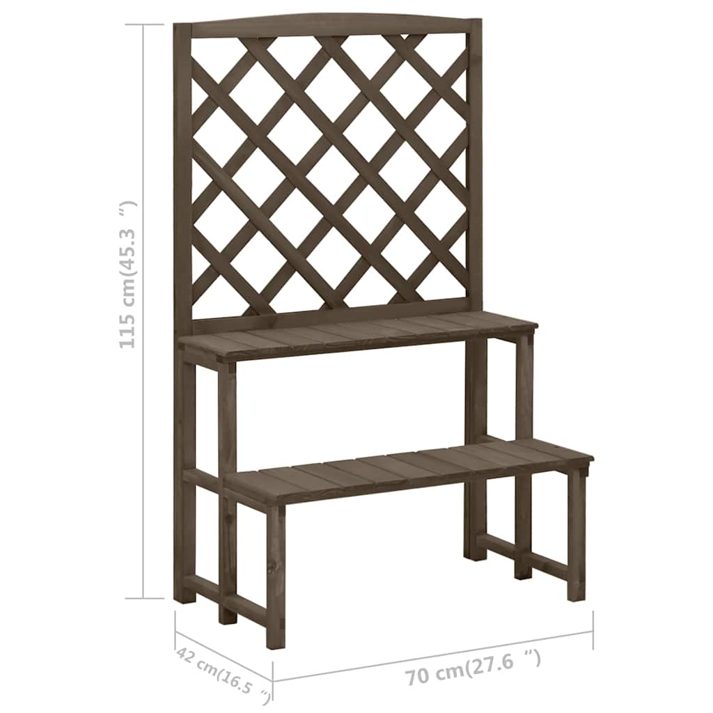 316414 vidaXL Plant Stand with Trellis Grey 70x42x115 cm Solid Fir Wood
