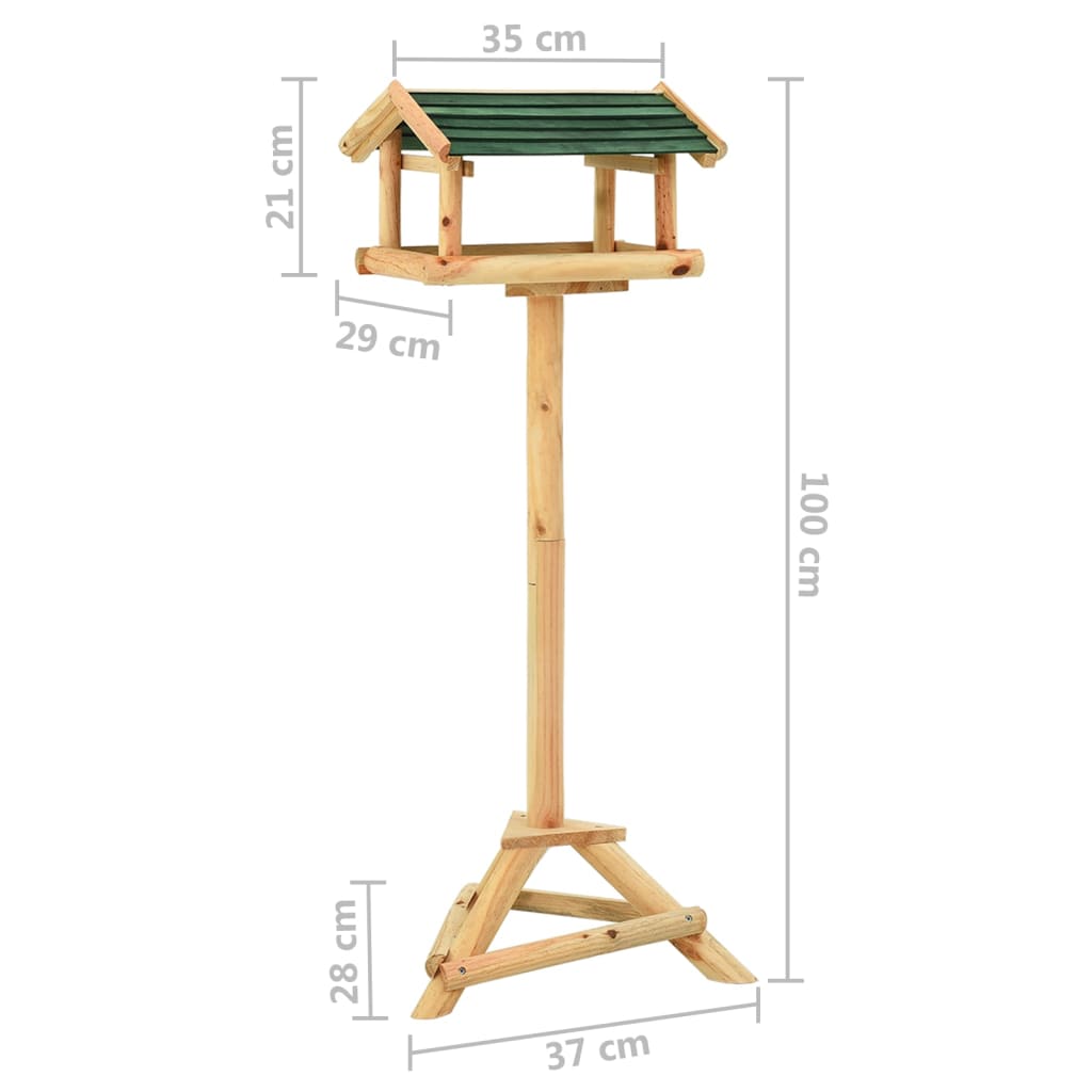 316418 vidaXL Bird Feeder with Stand 37x28x100 cm Solid Fir Wood