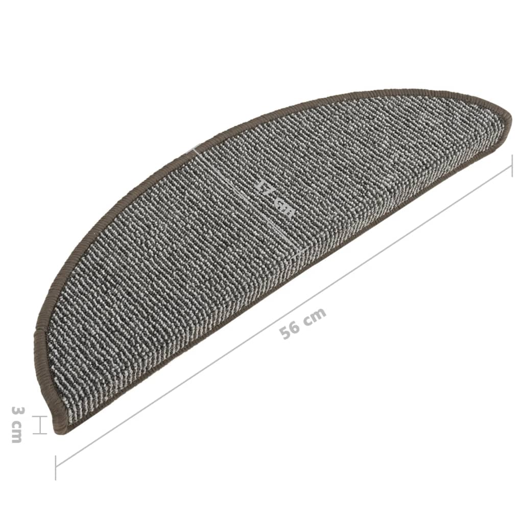 Stair Mats 15 pcs 56x17x3 cm Grey Half Round