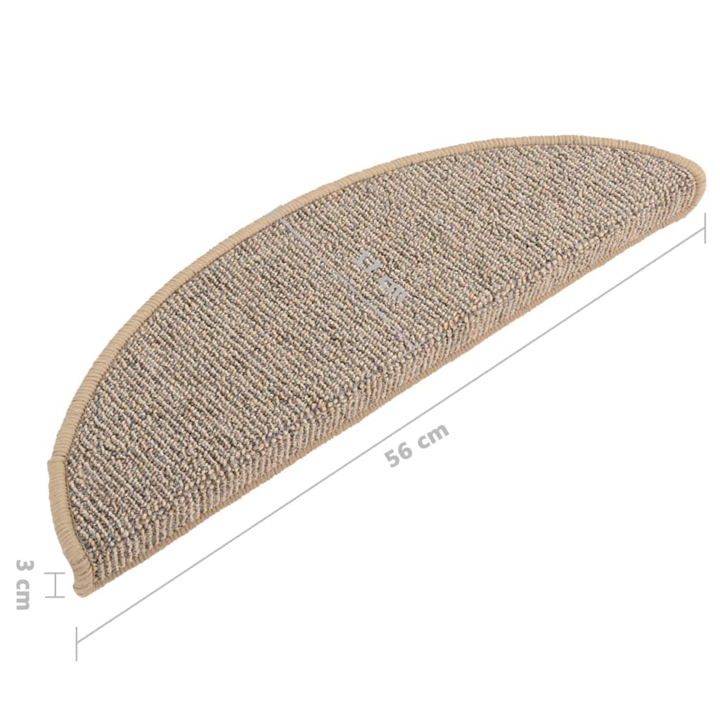 Stair Mats 15 pcs 56x17x3 cm Brown Half Round