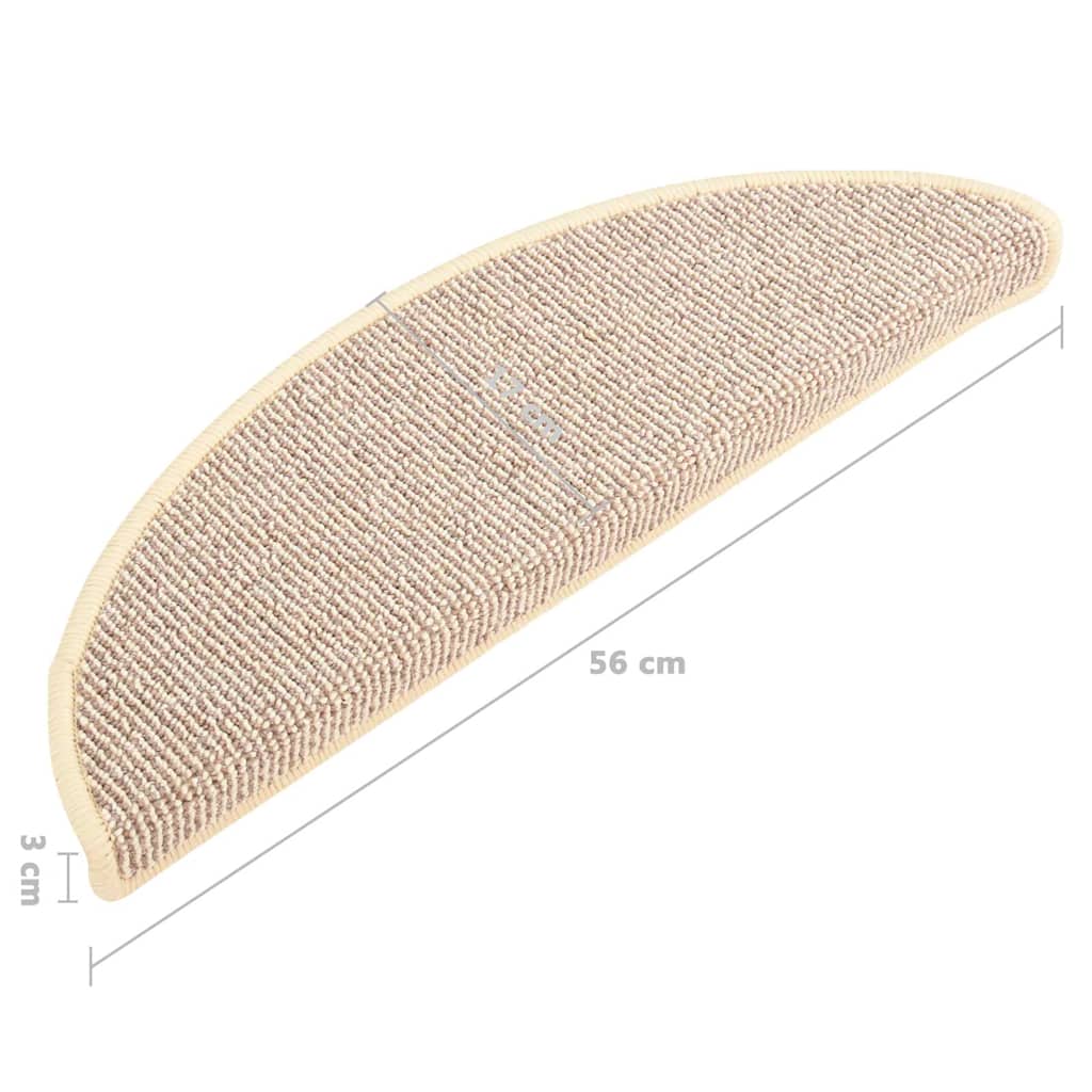 Stair Mats 15 pcs 56x17x3 cm White and Brown Half Round