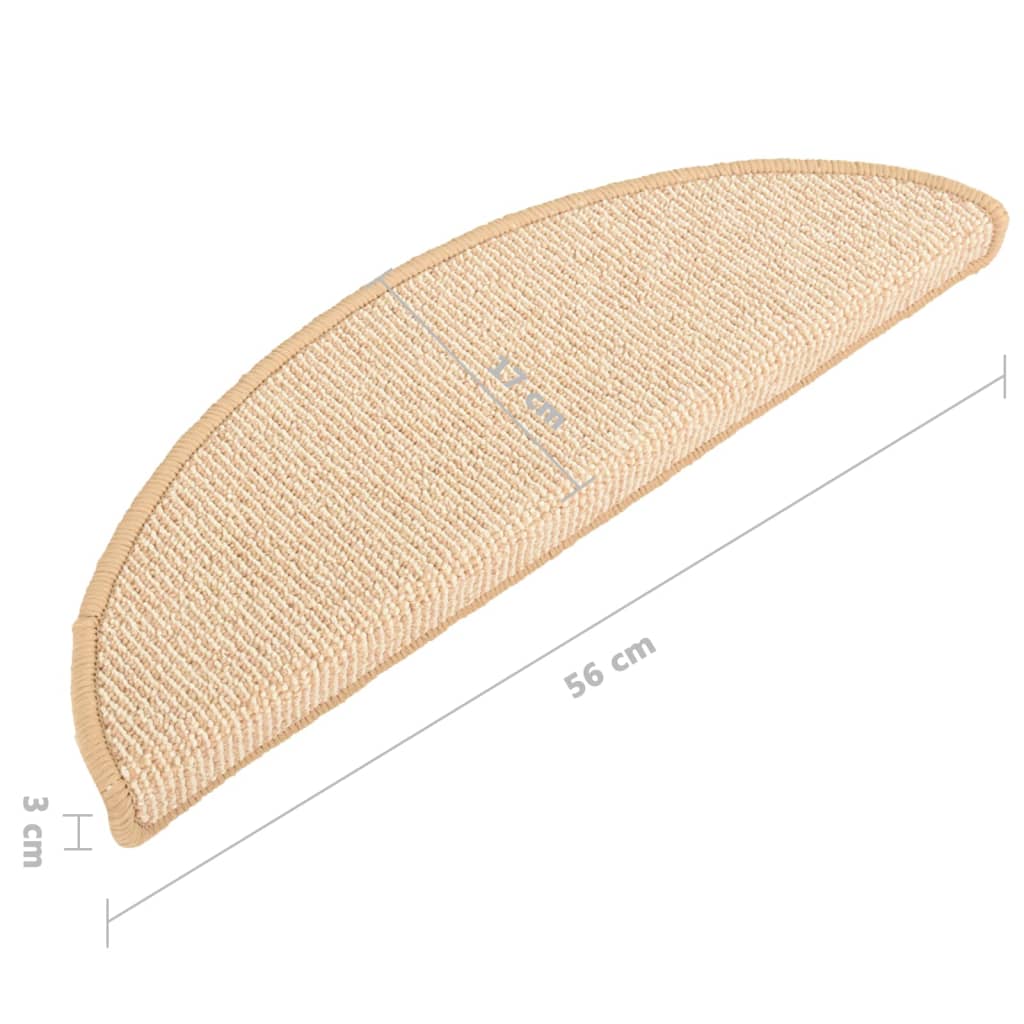 Stair Mats 15 pcs 56x17x3 cm Cream Half Round