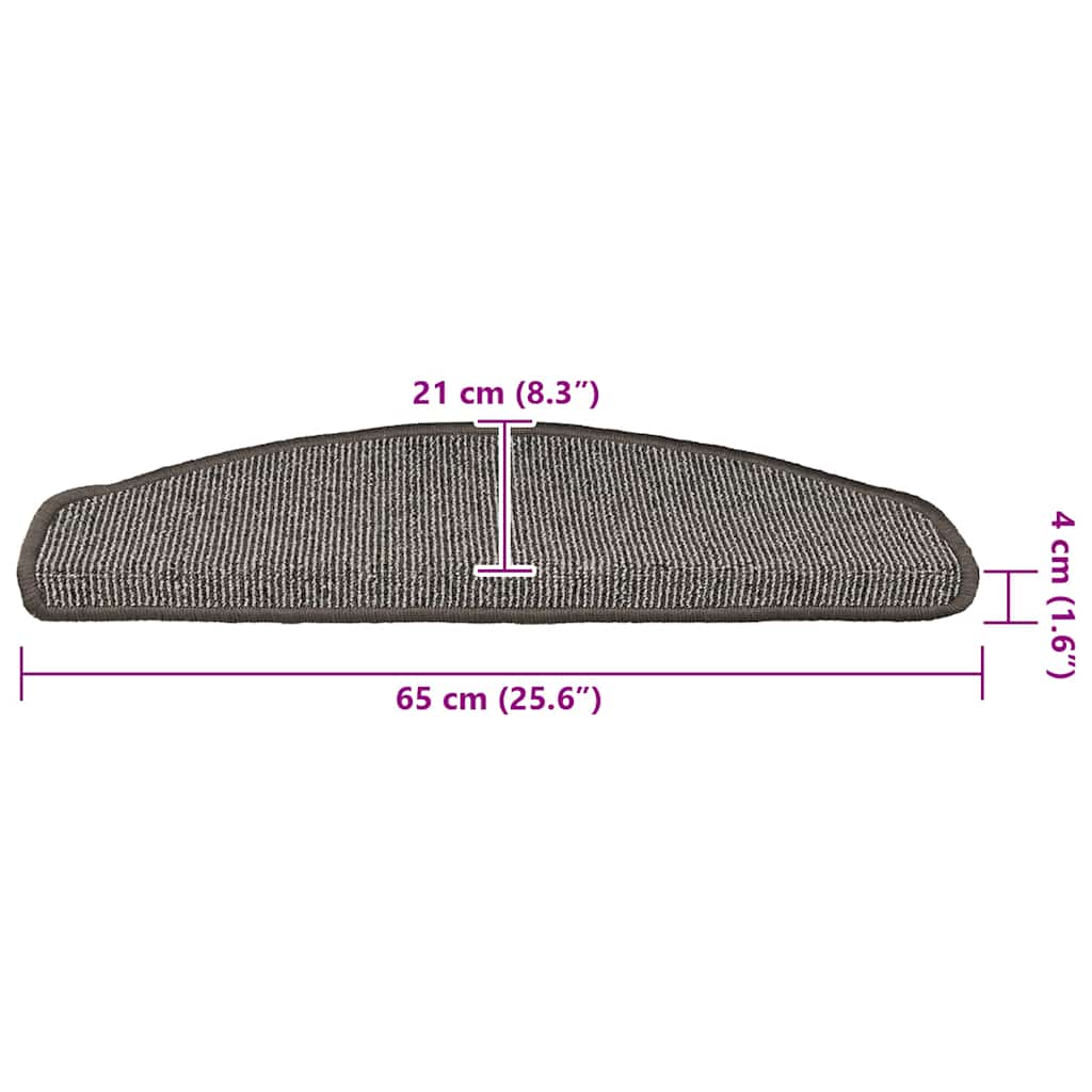 Stair Mats 15 pcs 65x21x4 cm Grey Half Round Large