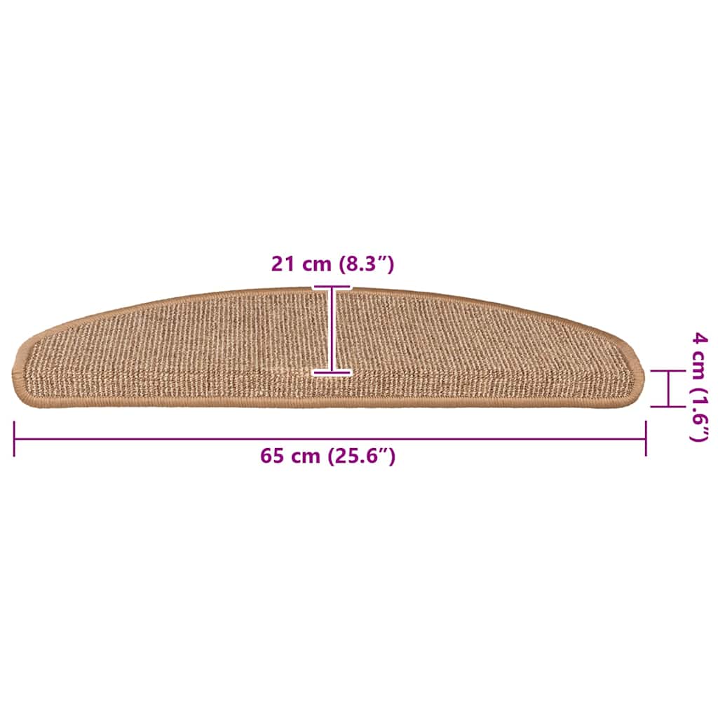 Stair Mats 15 pcs 65x21x4 cm Light Brown Half Round Large