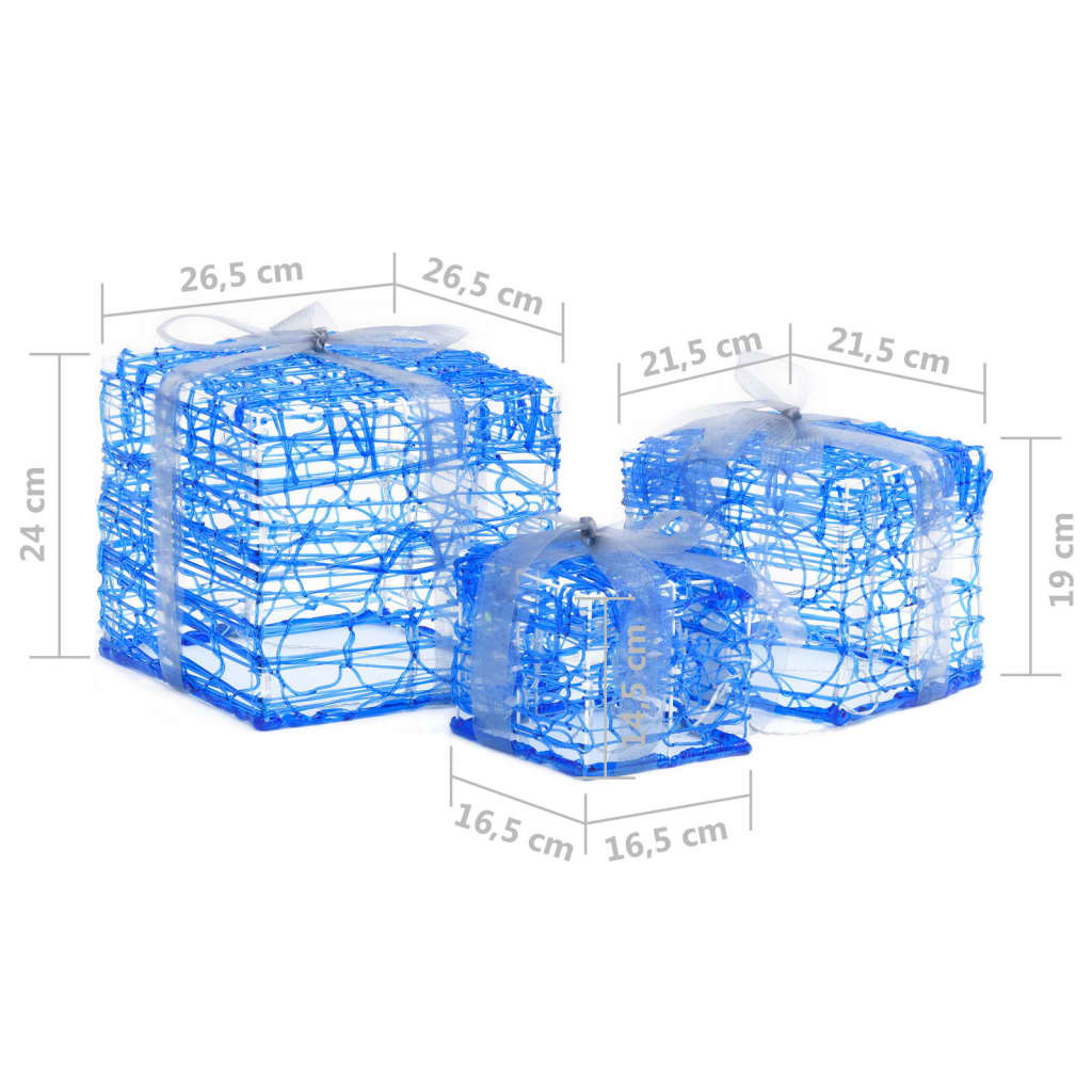 328791 vidaXL Decorative Acrylic Christmas Gift Boxes 3 pcs Cold White