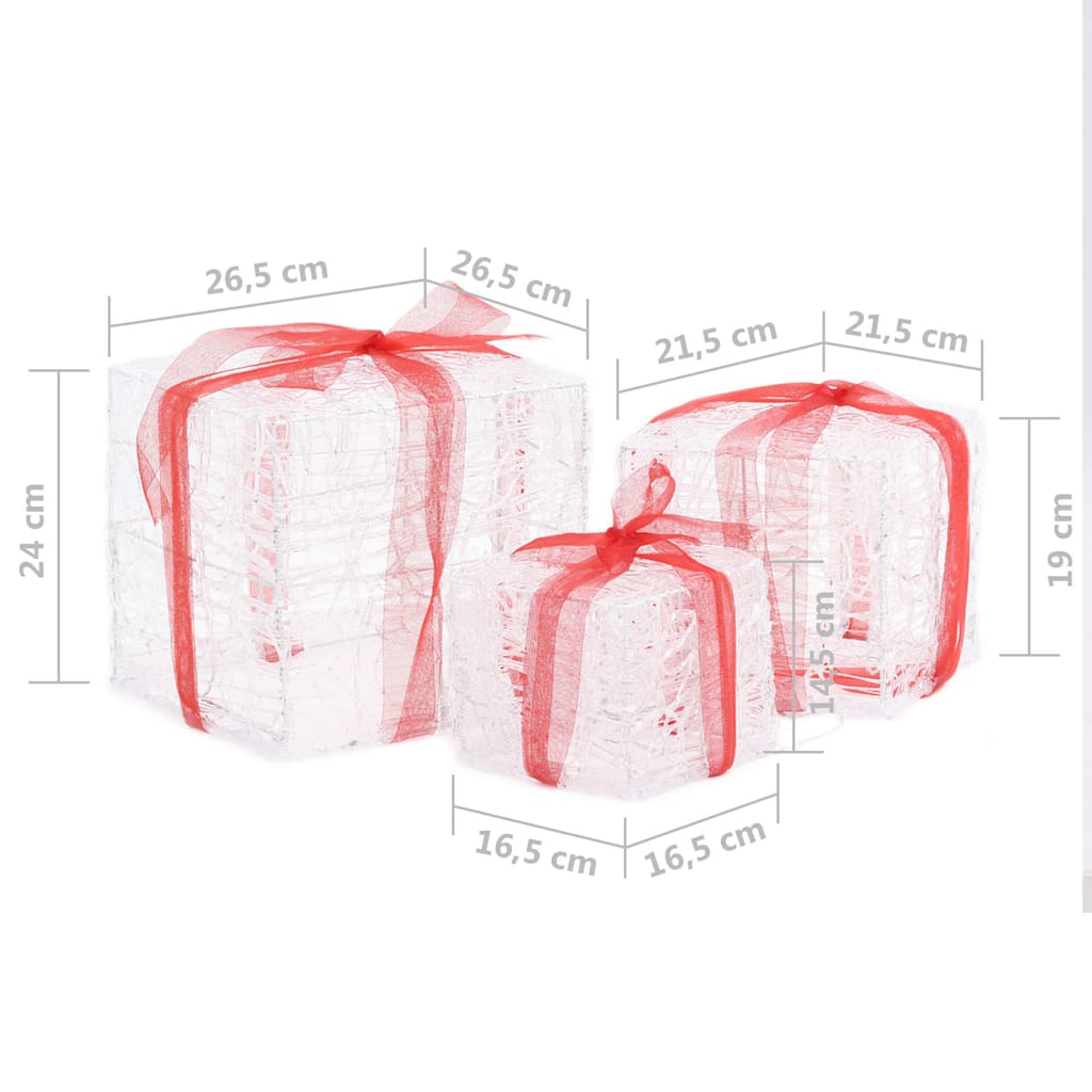 328793 vidaXL Decorative Acrylic Christmas Gift Boxes 3 pcs Colourful