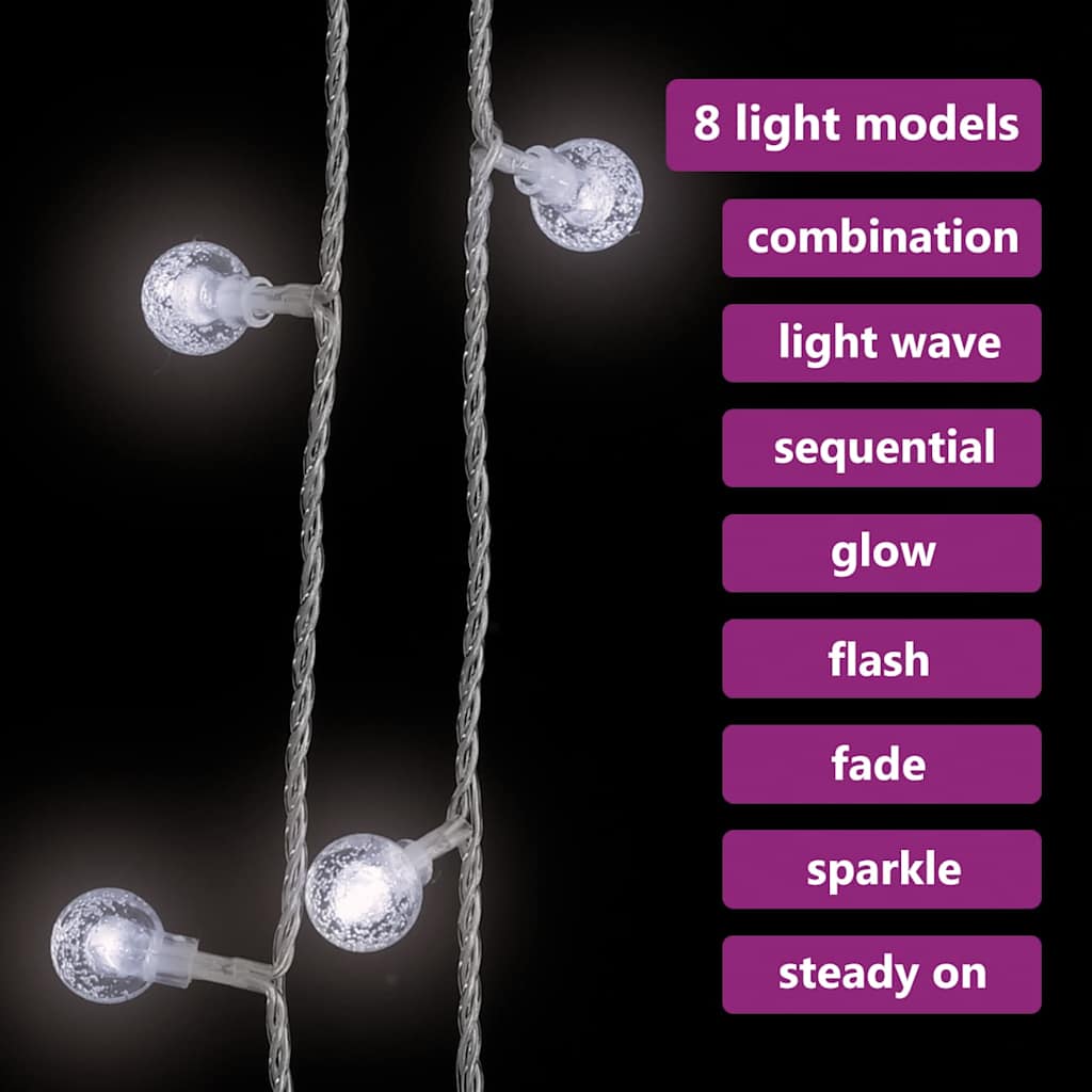 328815 vidaXL Globe Fairy String Lights 40m 400 LED Cold White 8 Function