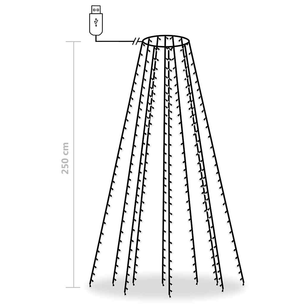 328886 vidaXL Christmas Tree Net Lights with 250 LEDs Blue 250 cm