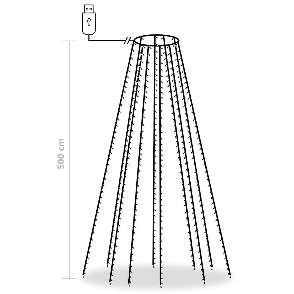 328896 vidaXL Tree Lights with 500 LEDs Cold White 500 cm Indoor Outdoor